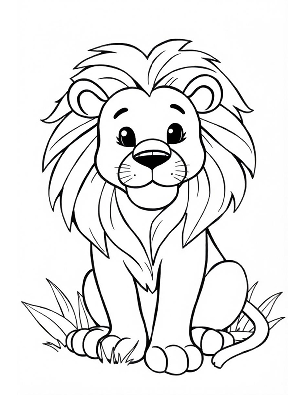 A lion sitting on the leaves A lion sitting on the leaves